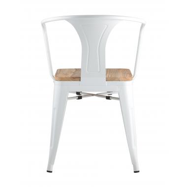 Стул TOLIX ARM WOOD с подлокотниками белый