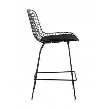 Стул полубарный Bertoia черный с черной подушкой