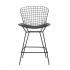 Стул полубарный Bertoia черный с черной подушкой