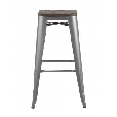 Табурет барный TOLIX WOOD серебристый матовый