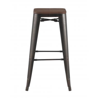 Табурет барный TOLIX WOOD черный патина золото