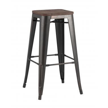 Табурет барный TOLIX WOOD черный патина золото