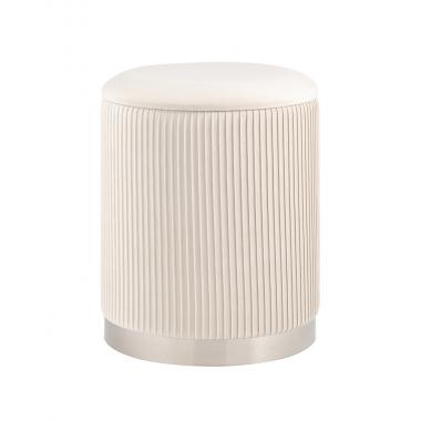 Пуф Шарлотта с ящиком бежевый серебро основание