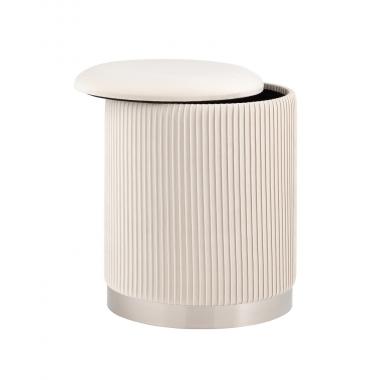 Пуф Шарлотта с ящиком бежевый серебро основание