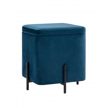 Пуф Грейс квадрат с ящиком синий