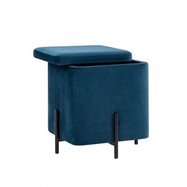 Пуф Грейс квадрат с ящиком синий