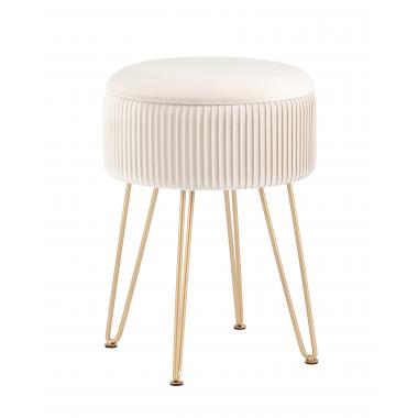 Пуф-столик Астор бежевый на золотых ножках