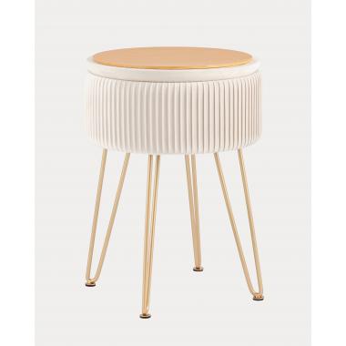 Пуф-столик Астор бежевый на золотых ножках