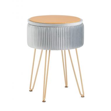 Пуф-столик Астор светло-голубой на золотых ножках
