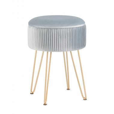 Пуф-столик Астор светло-голубой на золотых ножках