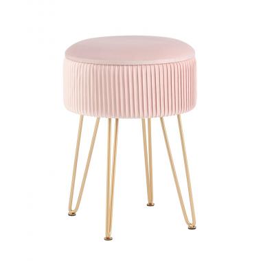 Пуф-столик Астор светло-розовый на золотых ножках