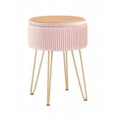 Пуф-столик Астор светло-розовый на золотых ножках
