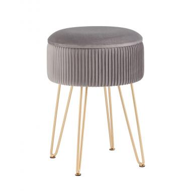 Пуф-столик Астор серый на золотых ножках