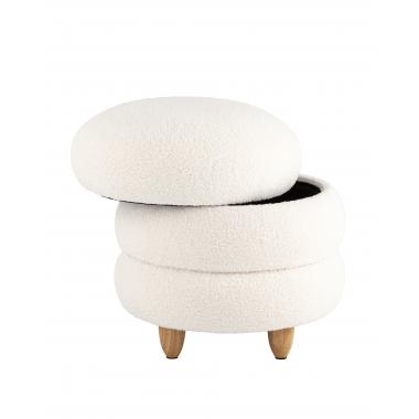Пуф с ящиком Винни L белый на деревянных ножках