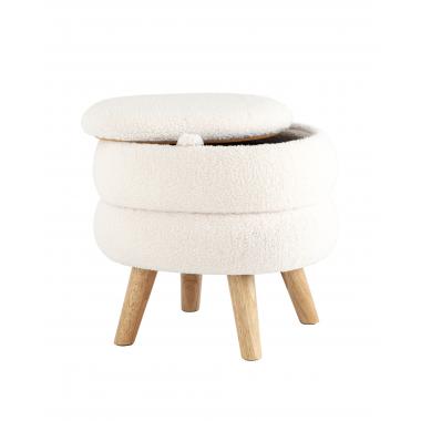 Пуф с ящиком Винни М белый на деревянных ножках