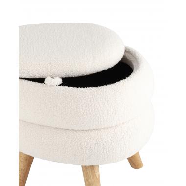 Пуф с ящиком Винни М белый на деревянных ножках