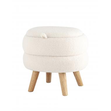 Пуф с ящиком Винни М белый на деревянных ножках