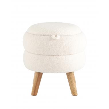 Пуф с ящиком Винни S белый на деревянных ножках