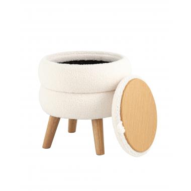 Пуф с ящиком Винни S белый на деревянных ножках