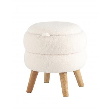 Пуф с ящиком Винни S белый на деревянных ножках