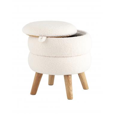 Пуф с ящиком Винни S белый на деревянных ножках