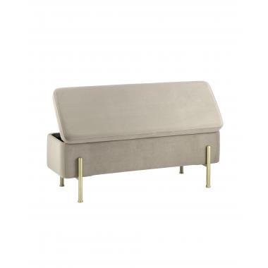 Банкетка Болейн с ящиком бежевый ножки золото