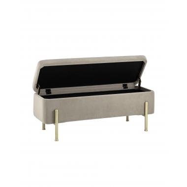 Банкетка Болейн с ящиком бежевый ножки золото