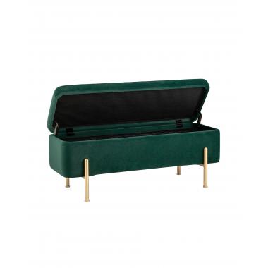 Банкетка Болейн с ящиком зеленый ножки золото