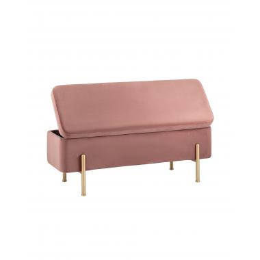 Банкетка Болейн с ящиком розовый ножки золото