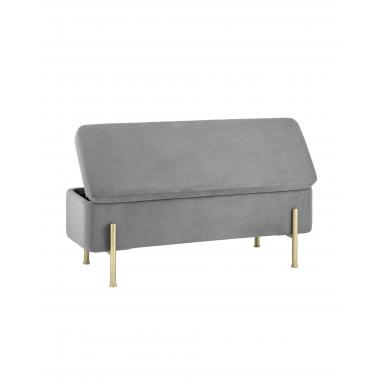 Банкетка Болейн с ящиком серый ножки золото