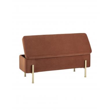 Банкетка Болейн с ящиком терракотовый ножки золото