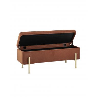 Банкетка Болейн с ящиком терракотовый ножки золото