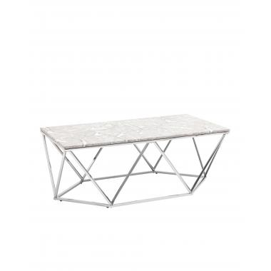 Журнальный столик Авалон серый мрамор сталь серебро