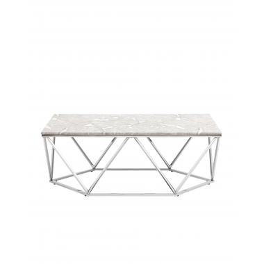 Журнальный столик Авалон серый мрамор сталь серебро