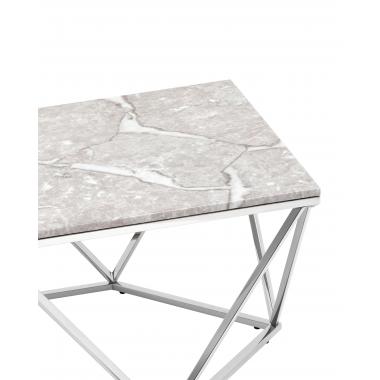 Журнальный столик Авалон серый мрамор сталь серебро