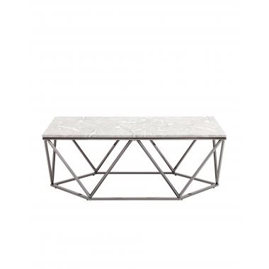 Журнальный столик Авалон серый мрамор сталь темный хром