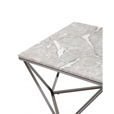 Журнальный столик Авалон серый мрамор сталь темный хром
