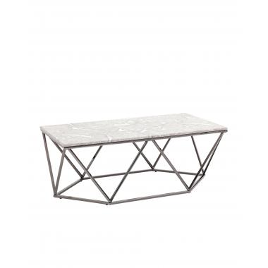 Журнальный столик Авалон серый мрамор сталь темный хром