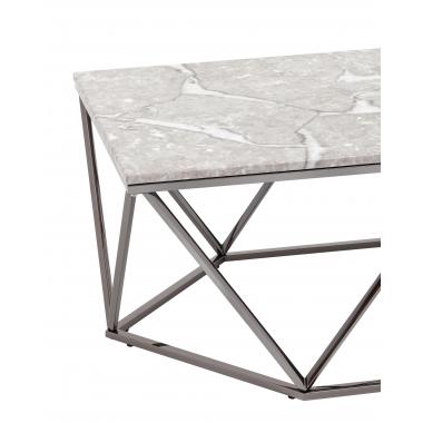 Журнальный столик Авалон серый мрамор сталь темный хром