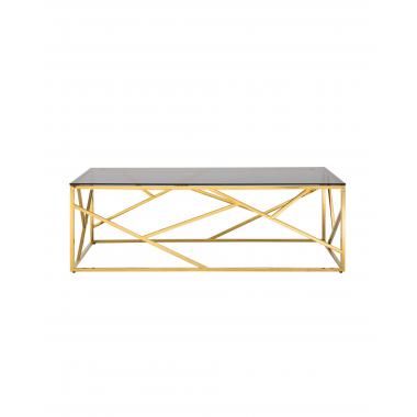 Журнальный стол  АРТ ДЕКО стекло smoke сталь золото