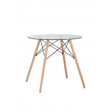 Стол круглый EAMES DSW NEW D 80 прозрачный стеклянный