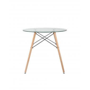 Стол круглый EAMES DSW NEW D 80 прозрачный стеклянный
