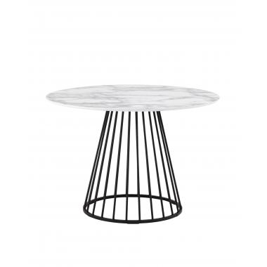 Стол Ливерпуль 110*110 белый мрамор черная ножка