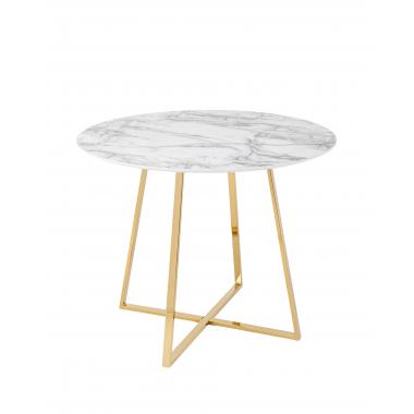 Стол Дакота 100*100 белый мрамор ножки золото