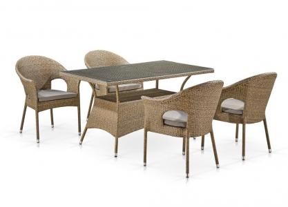 Комплект плетеной мебели T198B/Y79B-W56 Light Brown (4+1)